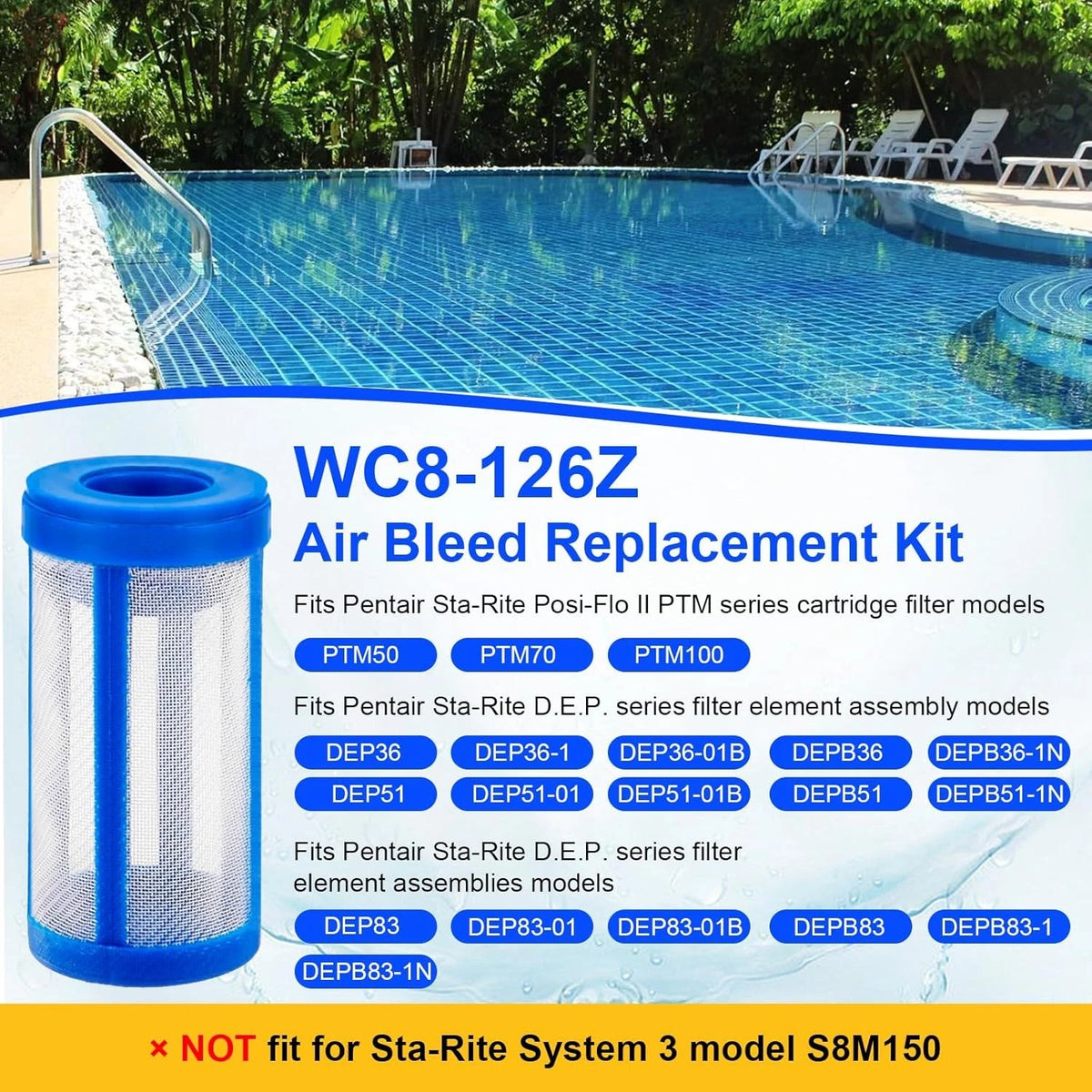 WC8-126Z Air Bleed Replacement Kit for Pentair Sta-Rite Pool and Spa Filter,...