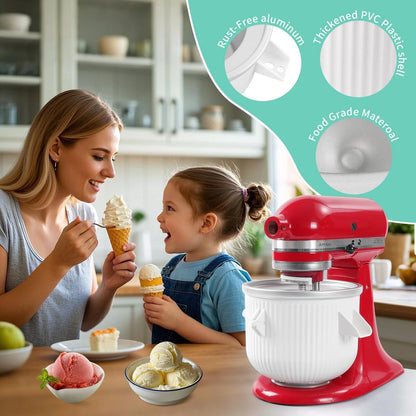 Ice Cream Attachment Compatible with KitchenAid Attachment, White