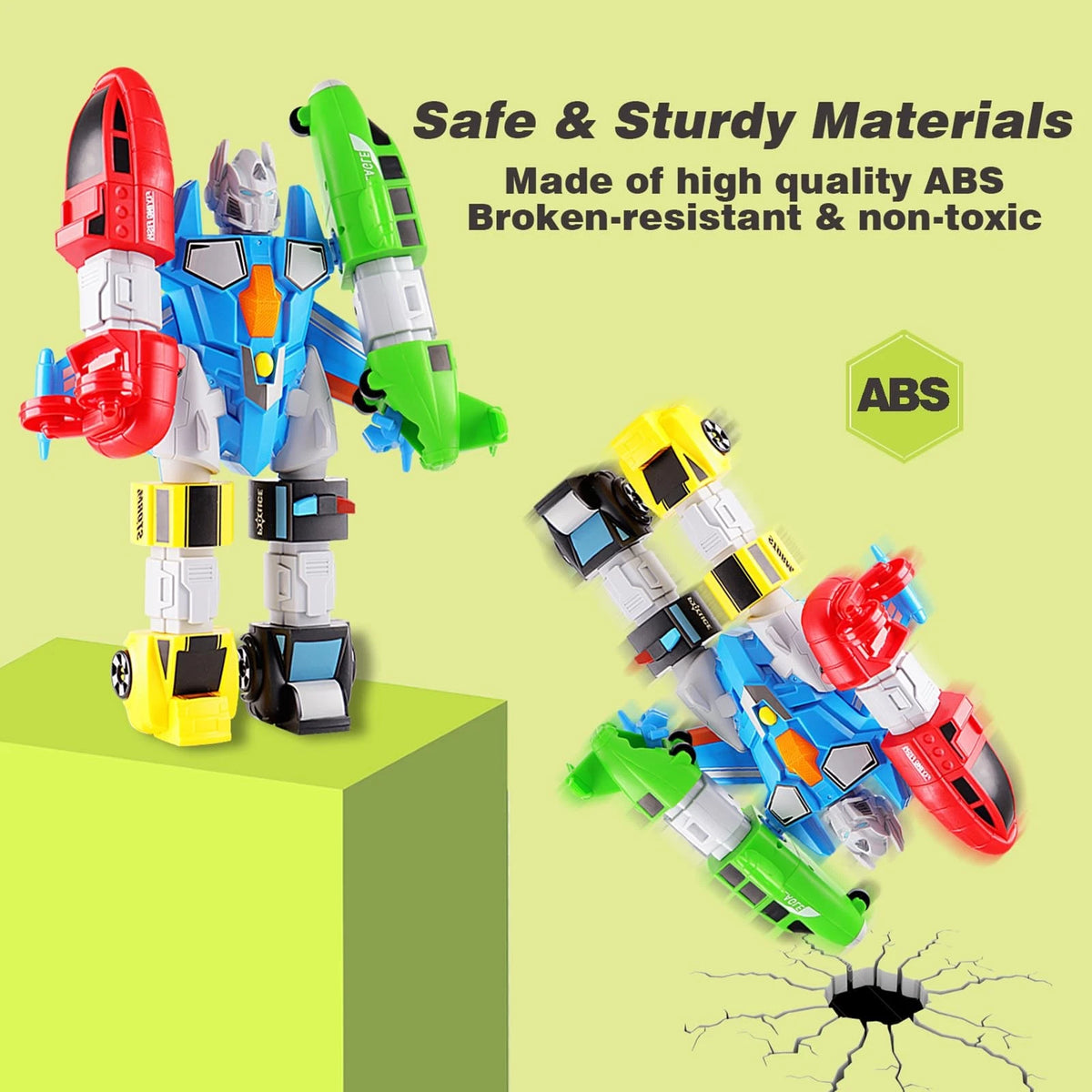 QUERCITRON 5-in-1 Magnetic Vehicles Playset Toy, Transform Medium, Multicolor
