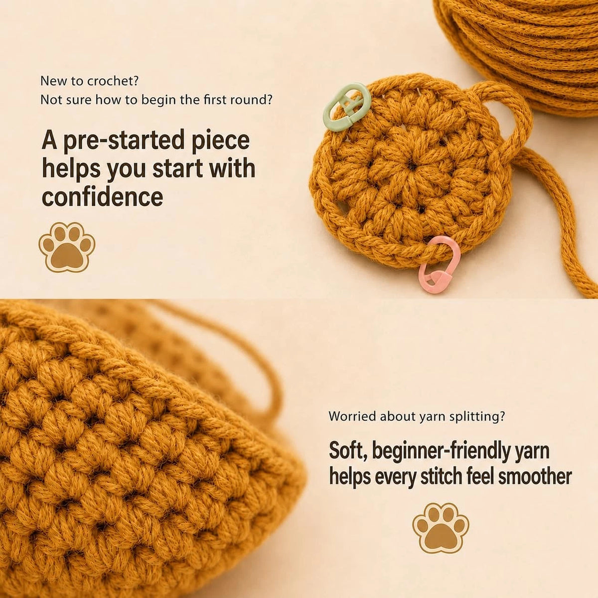 Nikolle Dachshund Crochet Kit for Beginners, Amigurumi Animal Dog, Brown