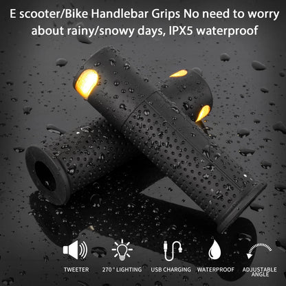 E Scooter Handle Grips Turn Signal, One Size, black-Handle light