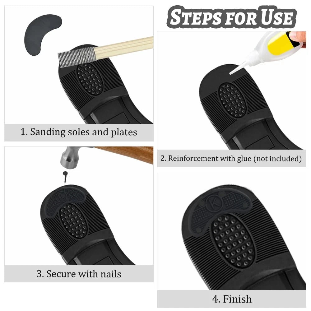 TOVOT 30PCS Heel Plates Black Taps Rubber Tips Sole 16 Piece Set,