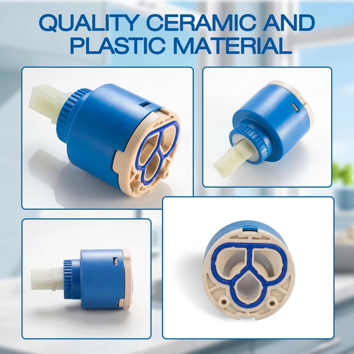 Diameter 35mm Ceramic Faucet Cartridge Replacement for Single Handle Blue