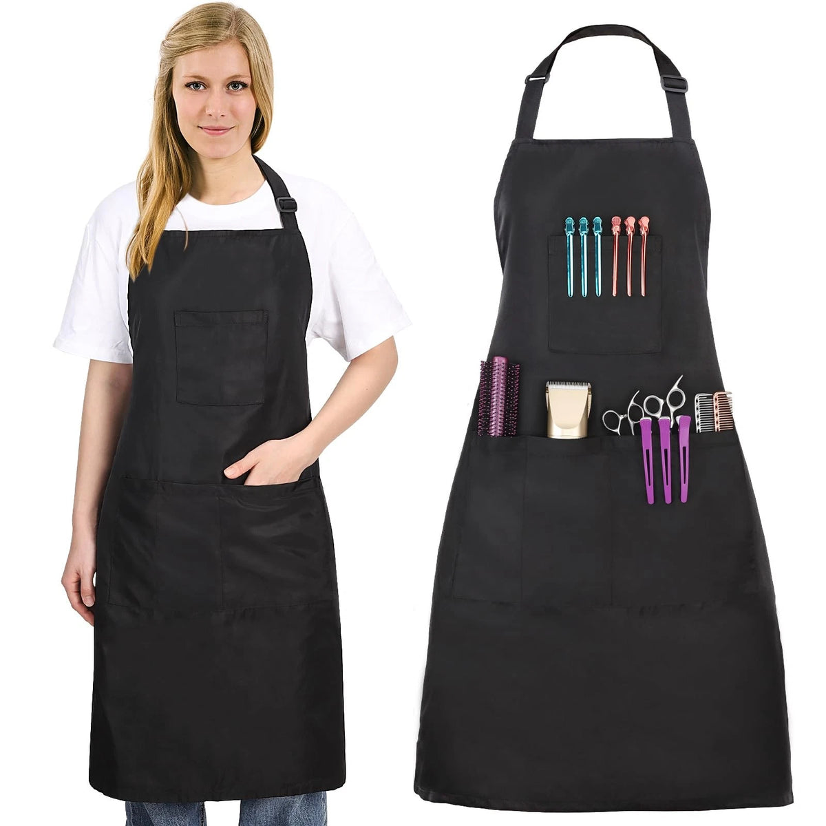 Noverlife Hair Stylist Apron with 4 One Size, Black Styling