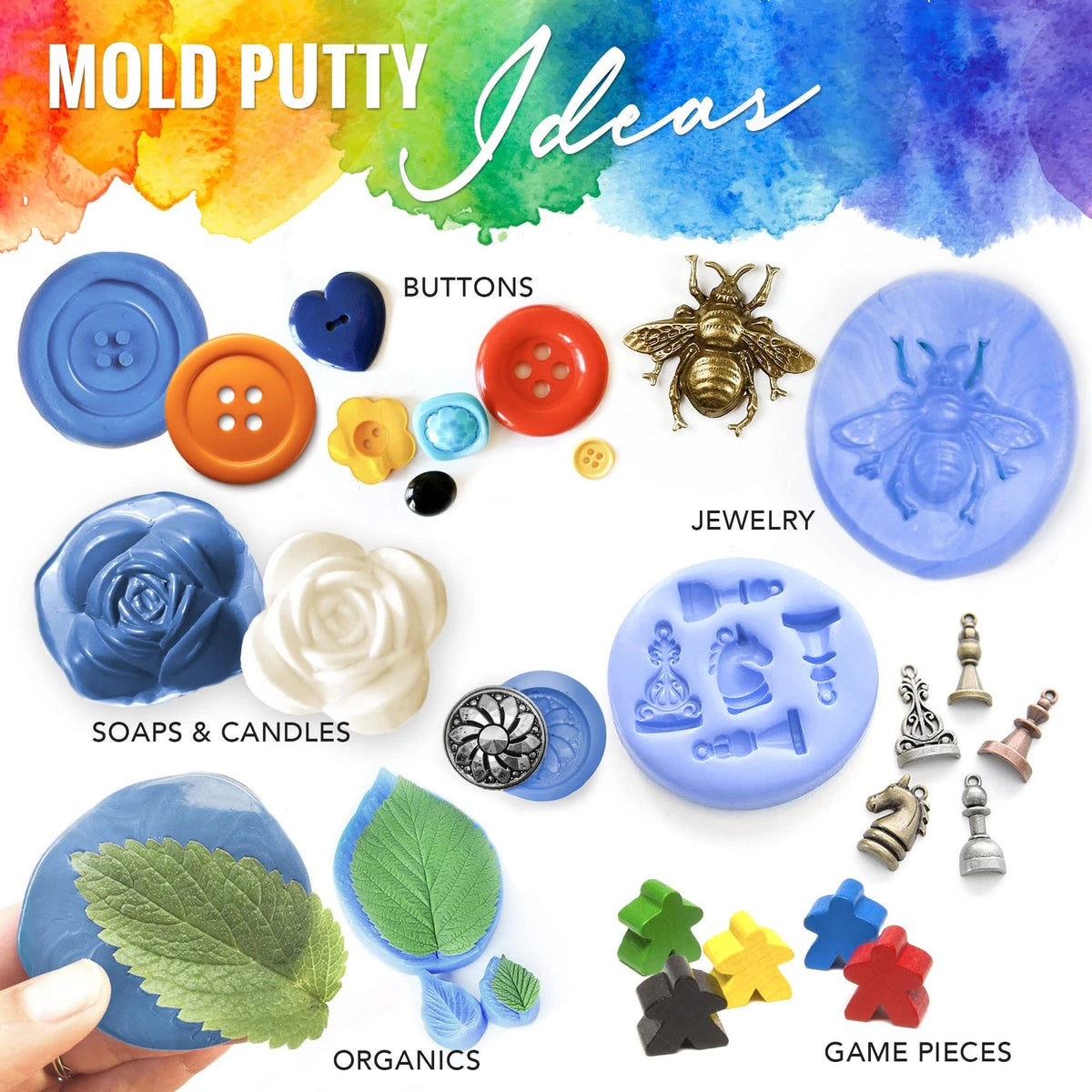 Mold Putty Silicone Making Kit, Super Easy 1:1 Mix Putty, 7/8 Lb Blue