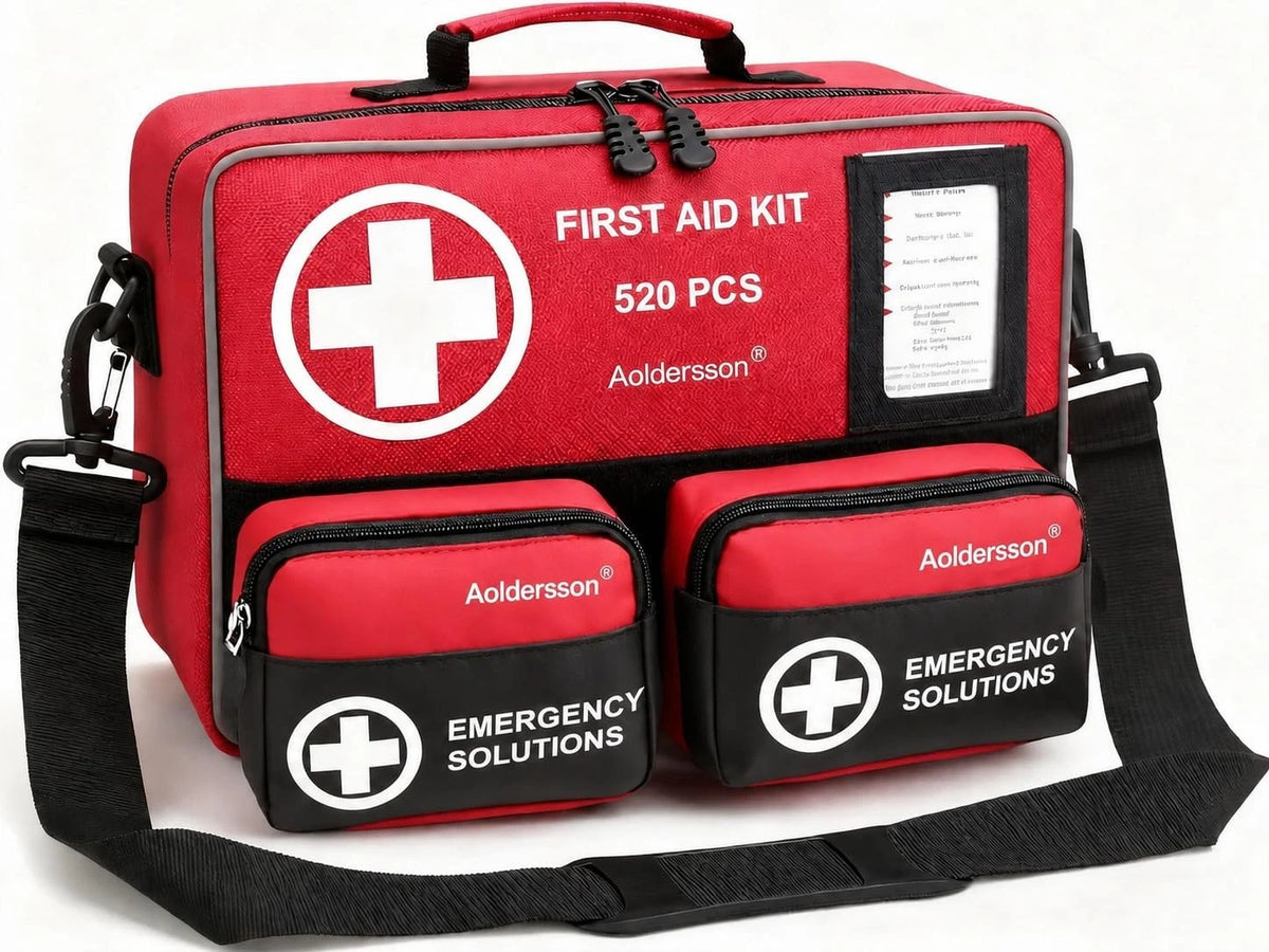 Aoldersson 520 Premium Piece Large First Aid Kit – Emergency Survival Red