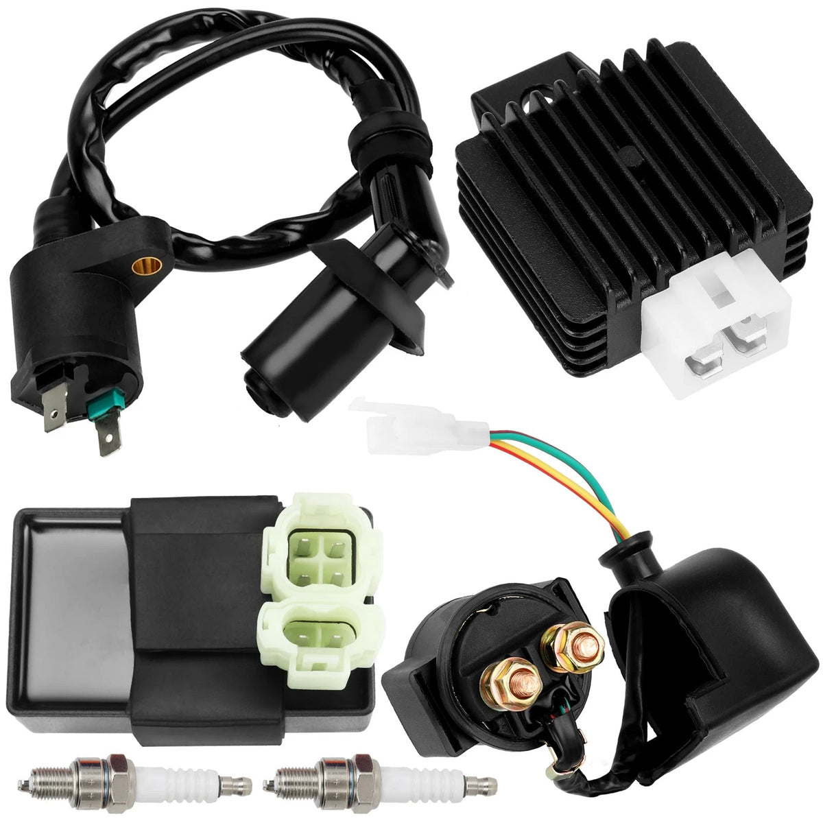 GREHUA GY6 Ignition Coil Starter Solenoid Voltage Regulator CDI Compatible...