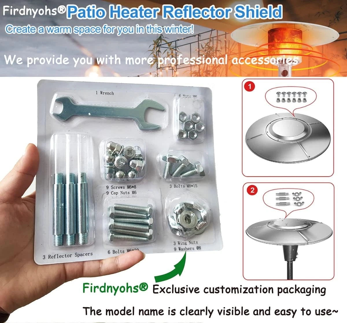 Replacement Hardware Bolt & Nut Set for Patio Heater - For Umbrella Heaters