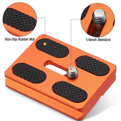 Frienda 2 Pieces Metal Quick Release Plate with 1/4''-20 Camera 50mm, Orange