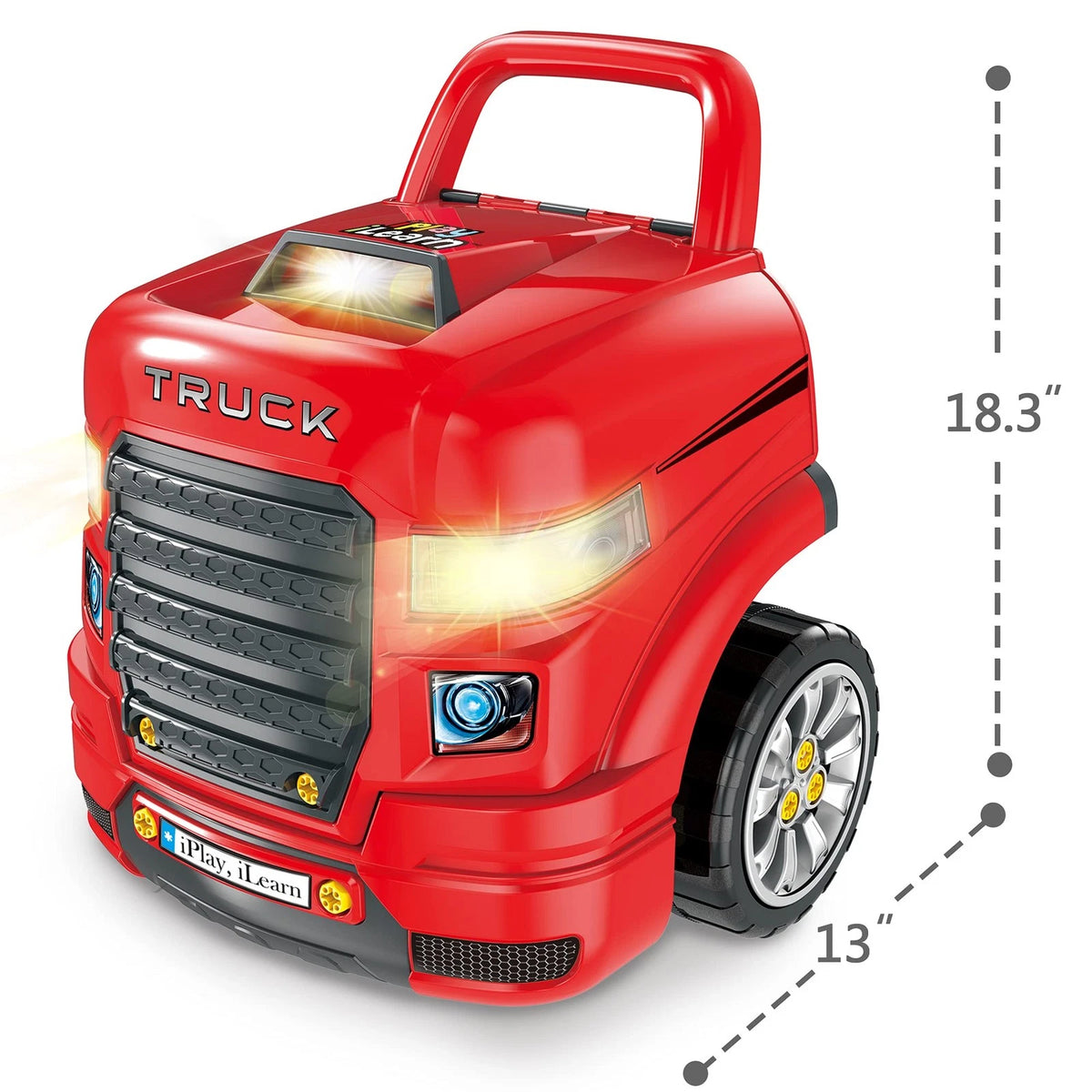 iPlay, iLearn Large Truck Engine Toy, Kids Mechanic Repair Set for big, Red