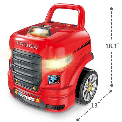 iPlay, iLearn Large Truck Engine Toy, Kids Mechanic Repair Set for big, Red