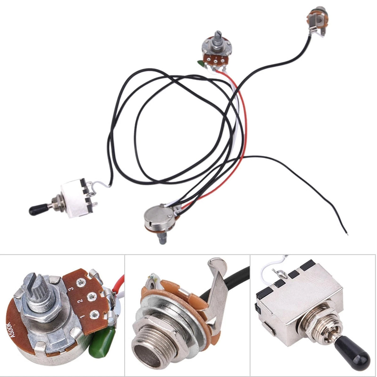 Moofey Electric Guitar Parts, Wiring Harness with 3 Way Chrome Box Toggle...