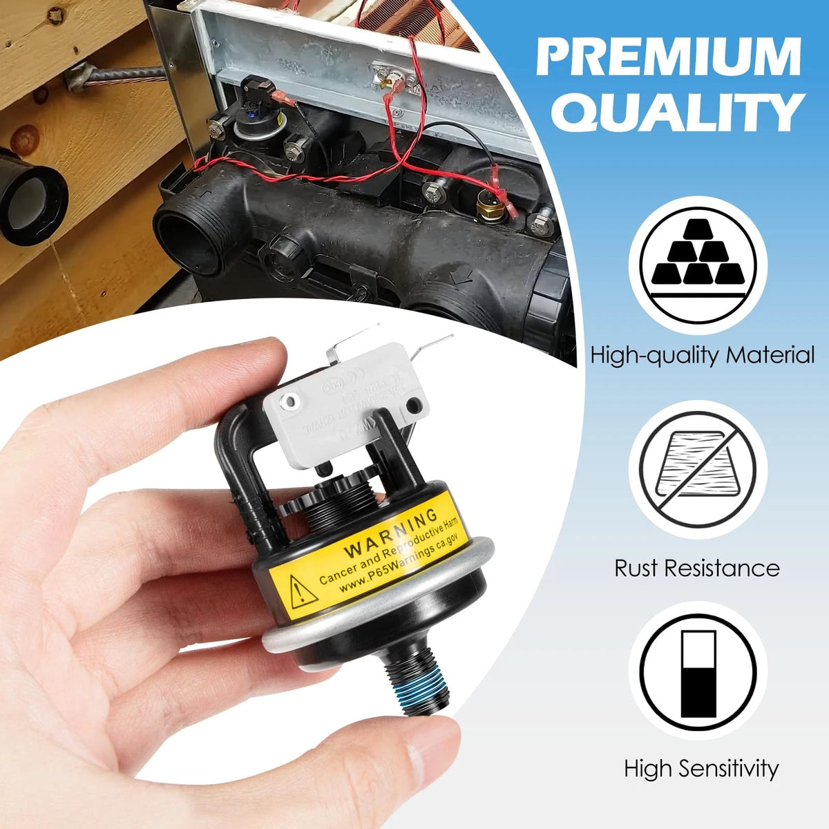 R0013200 2PSI Air Pressure Switch for Jandy/Zodiac/Teledyne Laars LXi black