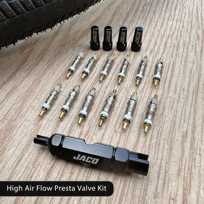 JACO Presta Valve Core Repair Kit for Bike Tires | with (12X) Black