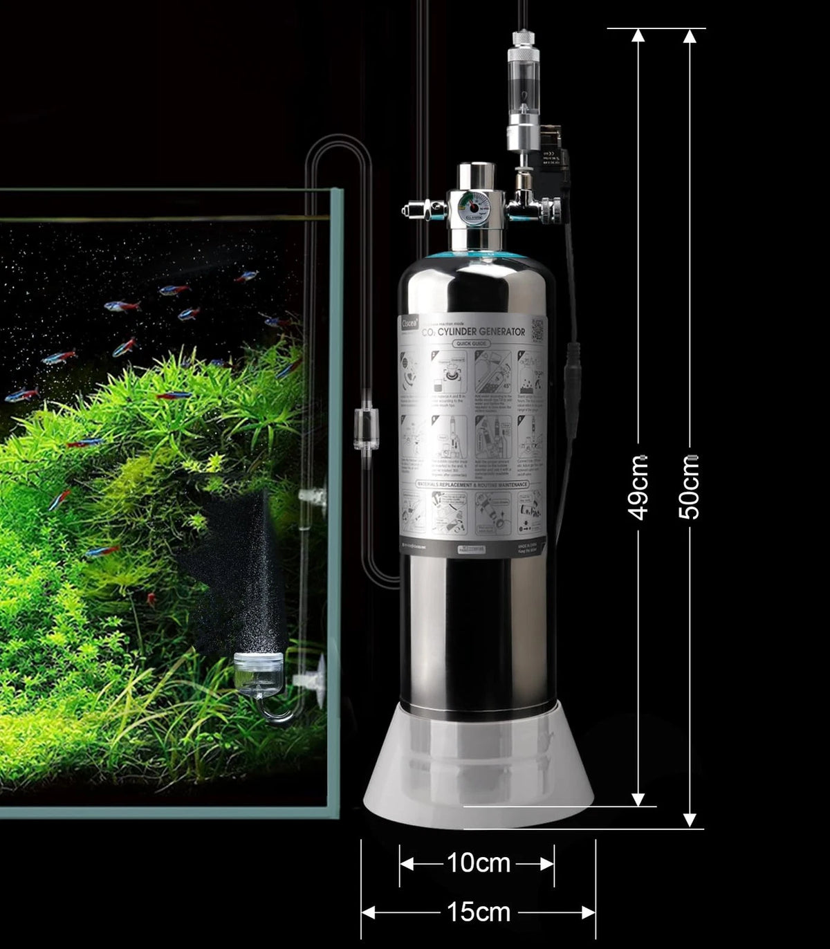 Clscea Aquarium CO2 Generator Kit Double Pressurization Enhanced G700S