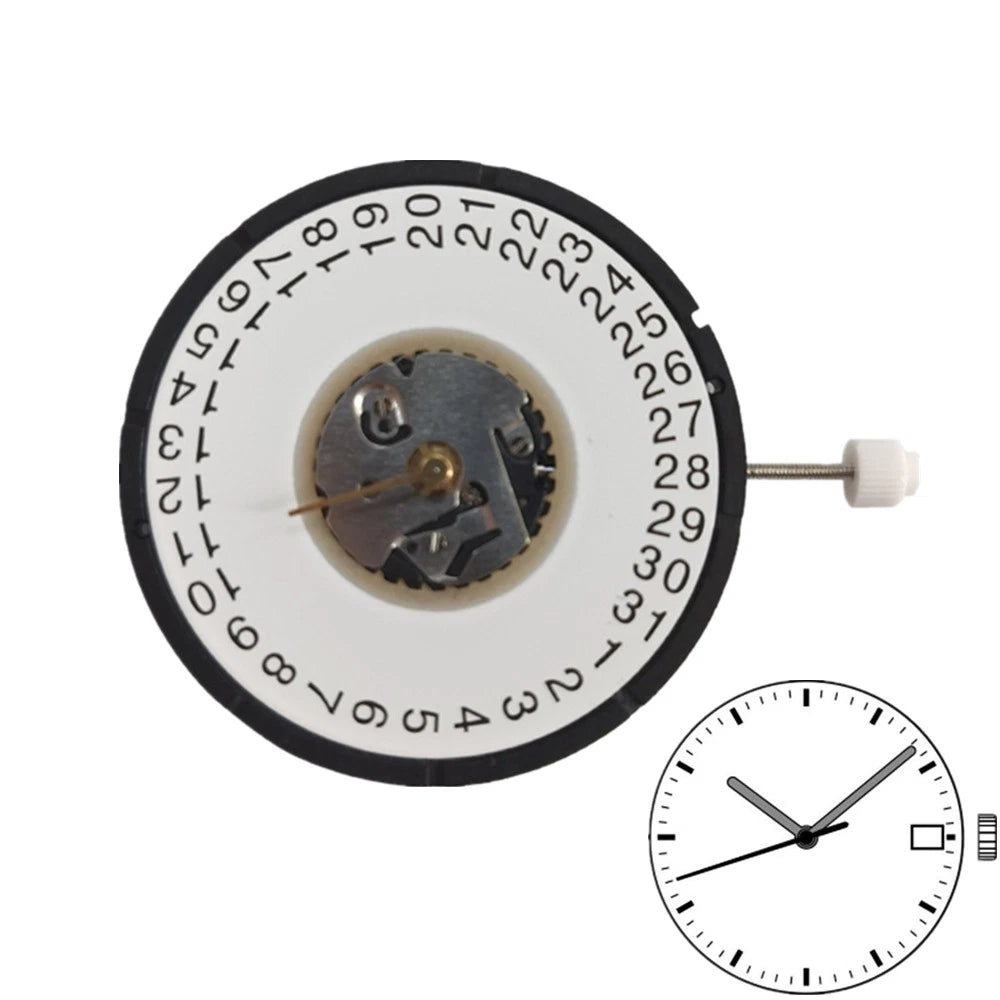 32.6mm Date @ 3 Quartz  Watch Movement with Battery + Stem for ISA 2334 1035