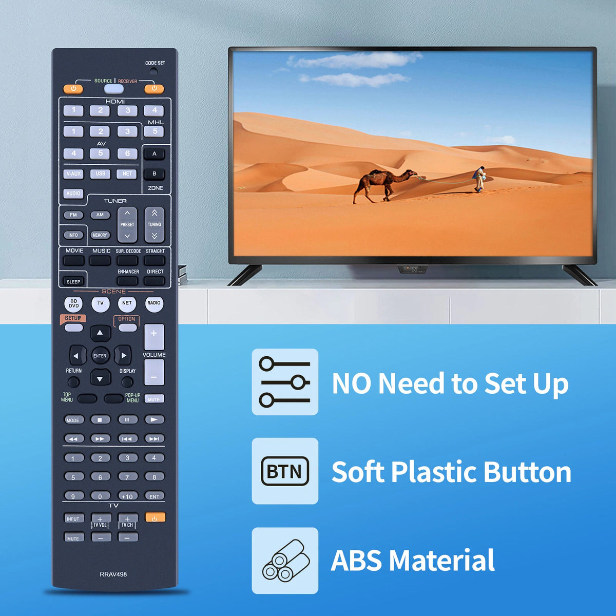 RAV498 Remote Control For Yamaha AV Receiver HTR-5066 HTR5066 RX-V575 RXV575