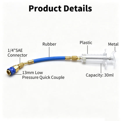 1PCS  Oil and Dye Injector Featuring a 1/4 inch female SAE connector
