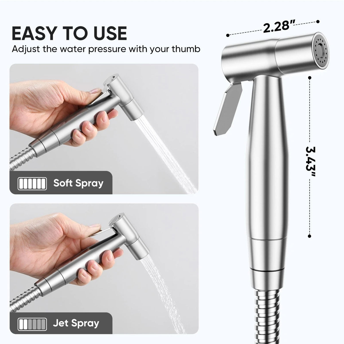 Arofa Handheld Toilet Bidet Sprayer for 1 Pack, Brushed Nickel