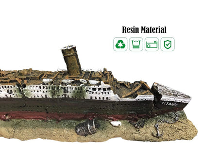 SLOCME Aquarium Titanic Shipwreck Decorations - 15x2x3.5 inch, Multicolor