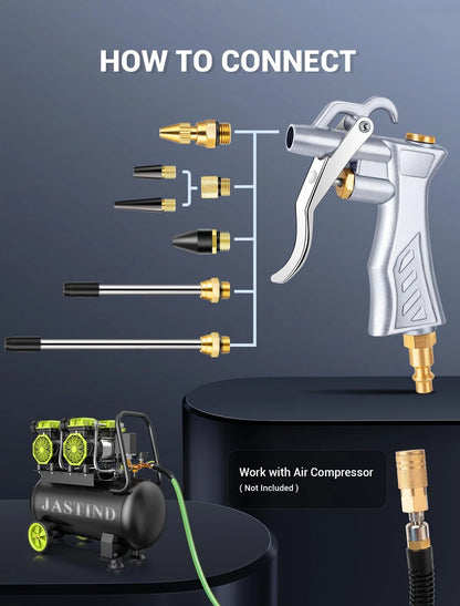 JASTIND Industrial Air Blow Gun with Brass Adjustable Flow Nozzle and 2...