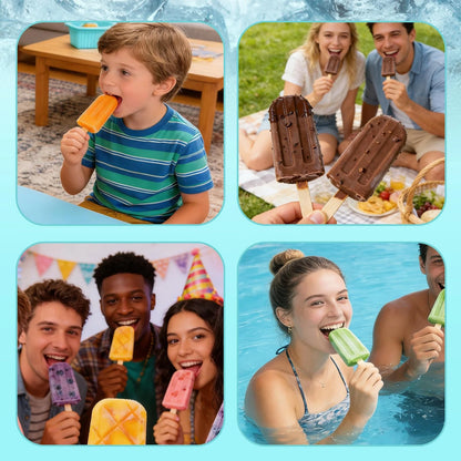 Slomg 12 Pieces Silicone Popsicles Molds, Reusable Popsicle 8"x5", Green