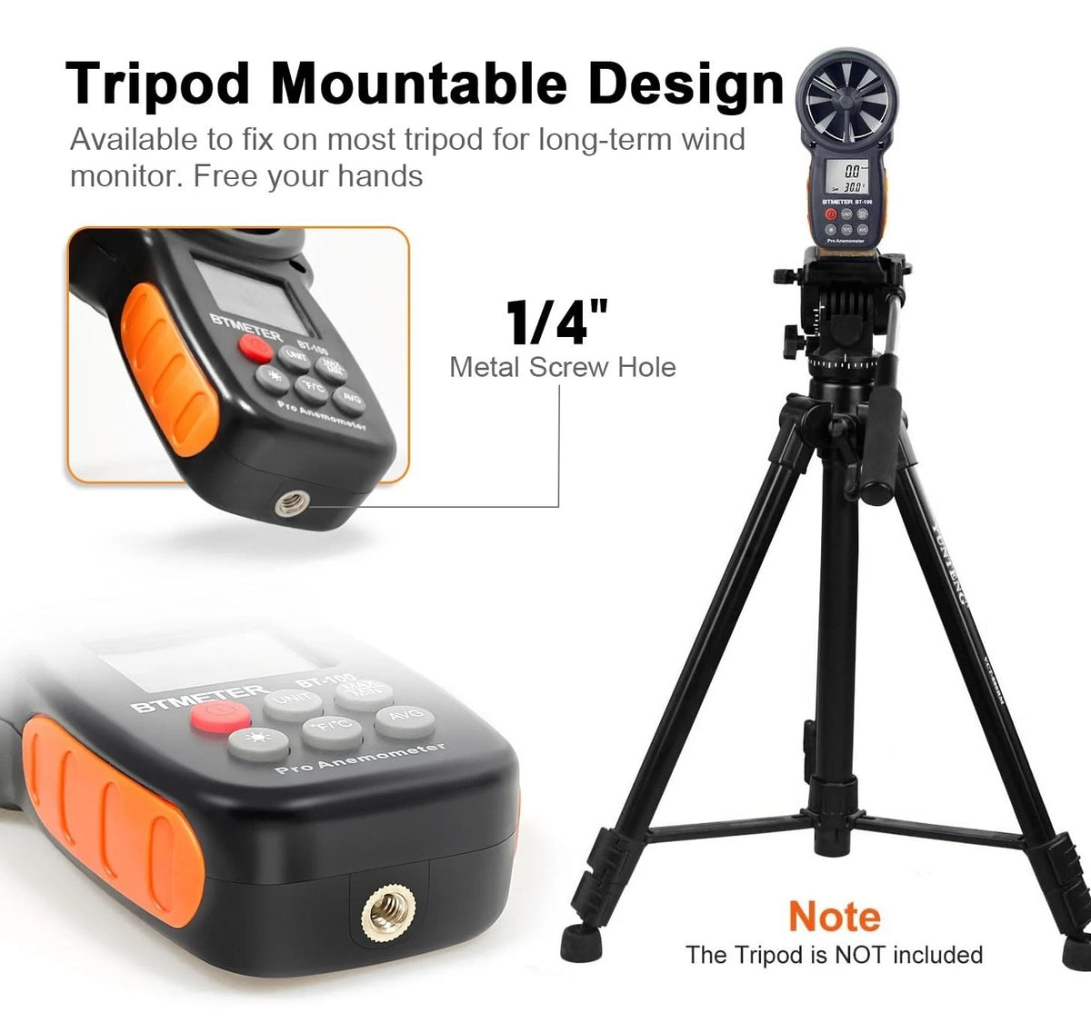 BTMETER BT-100 Handheld Anemometer, Digital Wind Speed CFM Anemometer
