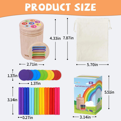 YHHYTOY Montessori Toys for 3 Year Old, Dual Play Wooden Medium, Multicolor