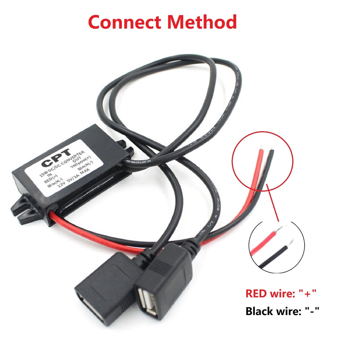 12V to 5V 3A 15W DC-DC Step Down Buck Converter Power Supply Module For Car