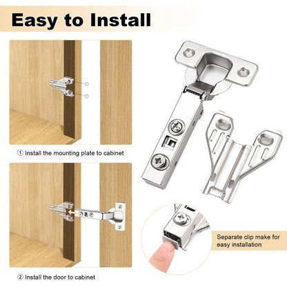 Probrico Full Overlay Soft Closing Clip On Face Frame Mounting 1 Pair, Nickel