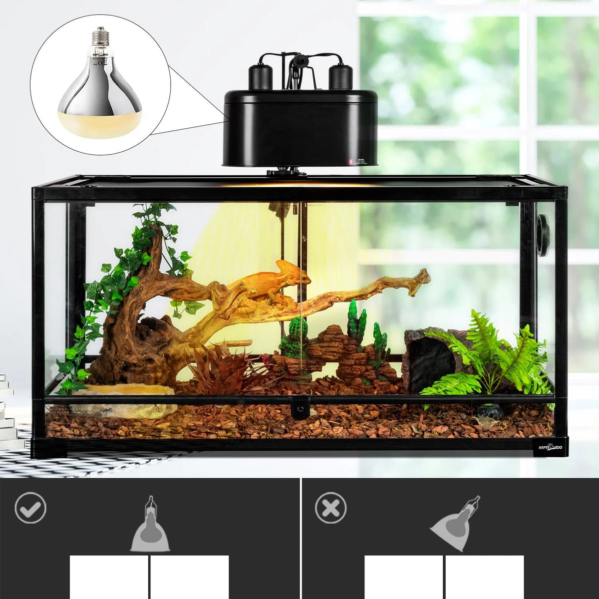 REPTI ZOO 100W Reptile Heat Lamp UVA UVB Light, Full Spectrum White