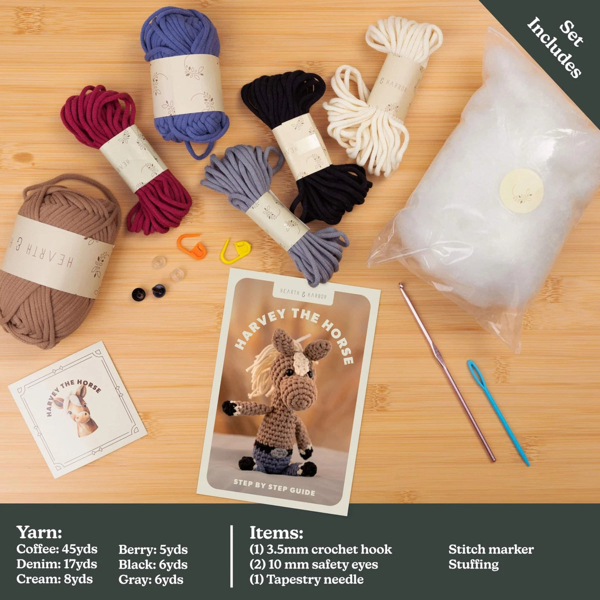 Amigurumi Crochet Kit for Beginners Adults and Kids, Small, Harvey the Horse