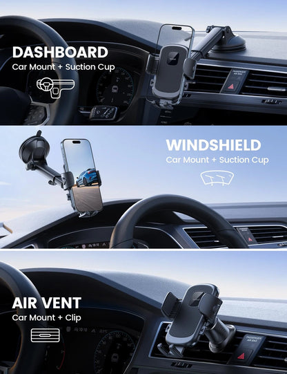 Lamicall Car Phone Holder [3-in-1 Pro Version Suction Cup] 360° Black