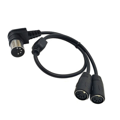 5 PIN MIDI DIN Male Right Angle Plug to 2 Female Socket Y Splitter Adapter Cable