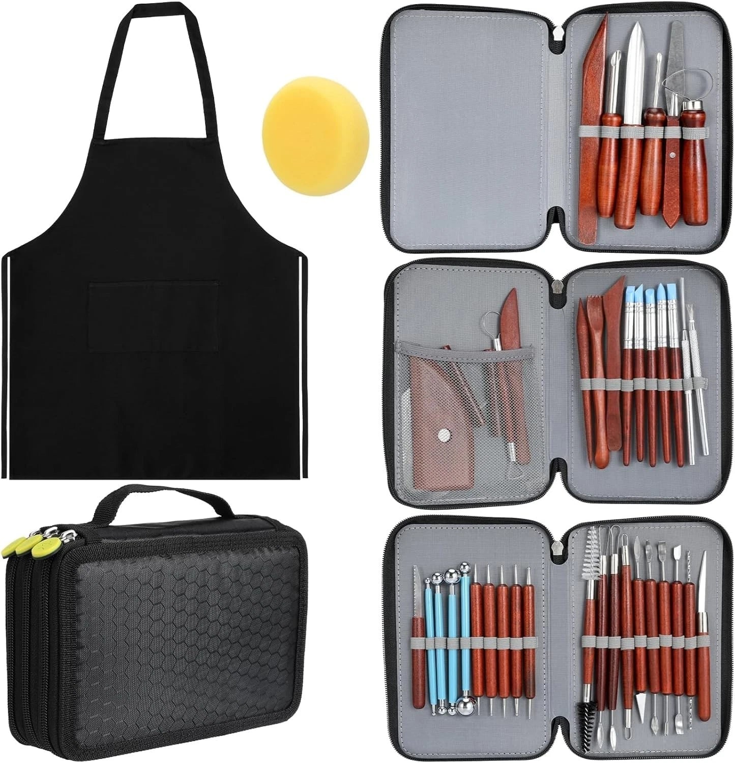 Blisstime 42pcs Pottery Tools, Clay Sculpting Kit, Red