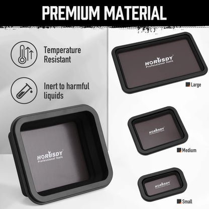 HORUSDY 3-Piece Magnetic Parts Tray Set, Black