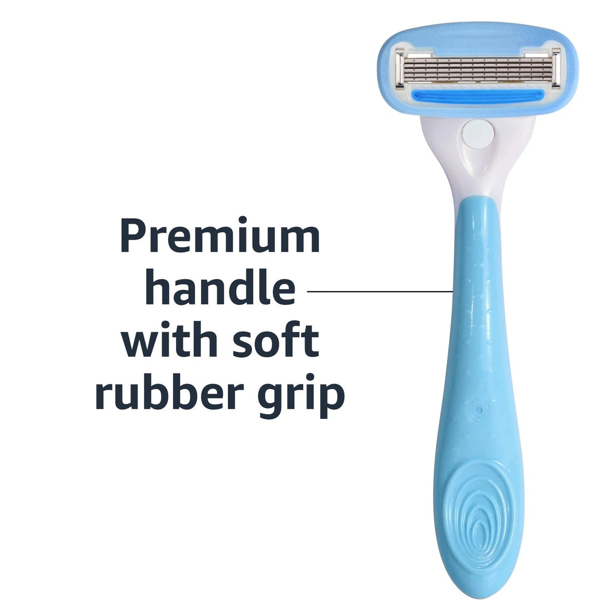 Amazon Basics 5-Blade Razor Handle for Women, 12 Count (Pack of 1), Blue
