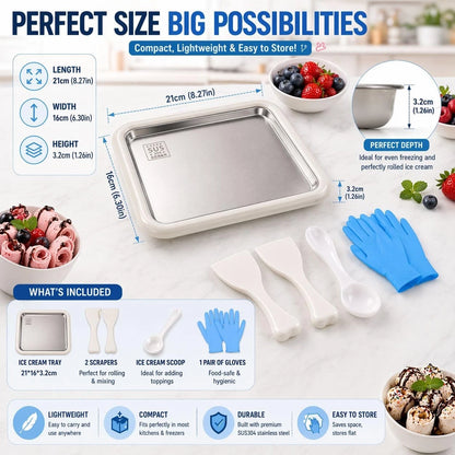 Rolled Ice Cream Maker with Lid – Instant Roller large, super white