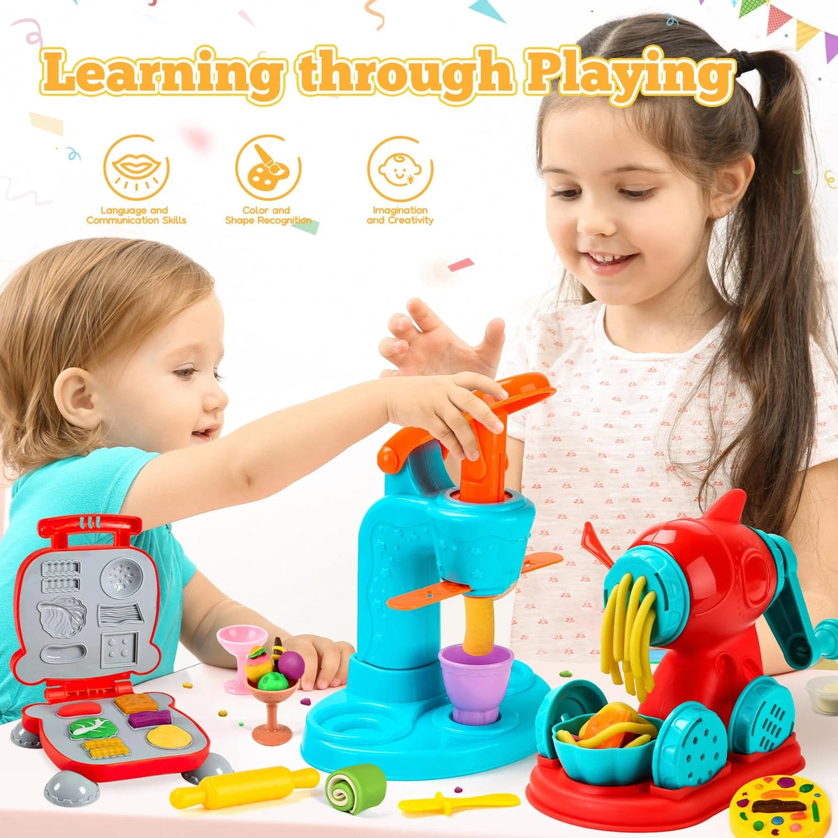 Aprilwolf 59 PCS 3 in 1 Dough Sets for Kids Ages child-size, Multicolor