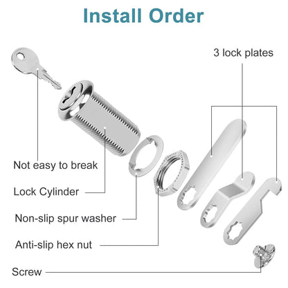Pertinel Cam Lock Cabinet Keyed Alike, 1-3/8'' 1-3/8 Inch 6Pcs, Silver