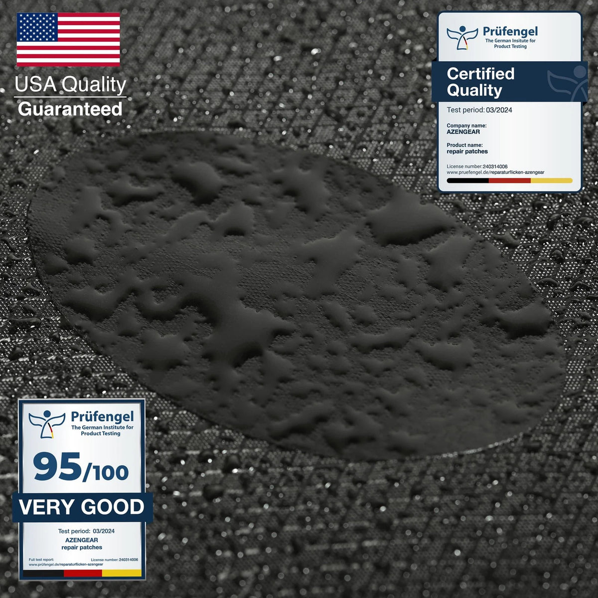 Self-adhesive Repair Patches for Jackets, Tents, Different Sizes, Black