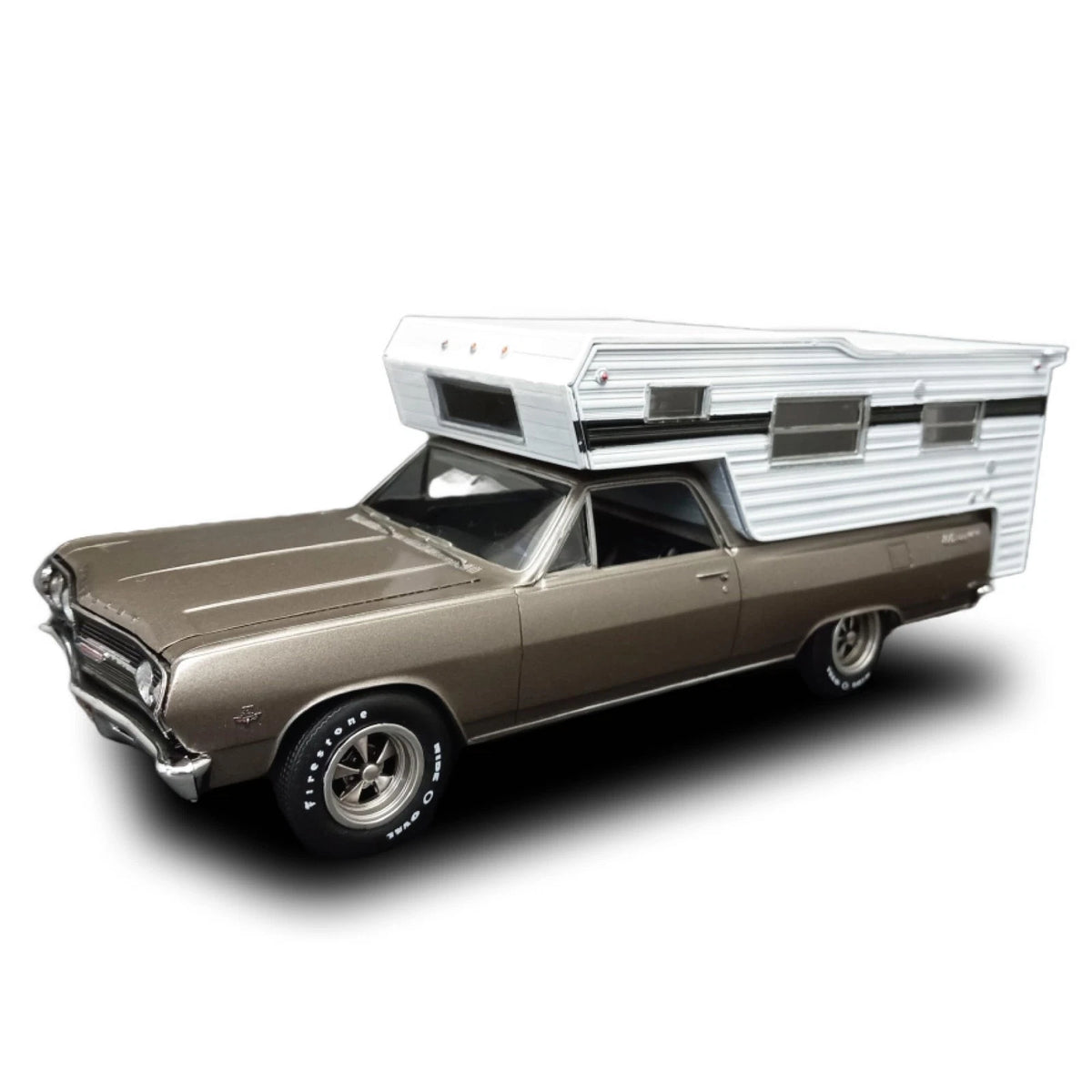 AMT 1965 Chevy El Camino w/Camper 1:25 Scale 8.25 inches long, Molded Color