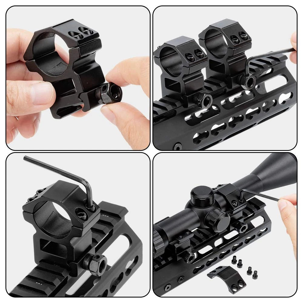 1'' Scope Rings, LONSEL 2Pcs High Profile & Medium 1 Inch Black