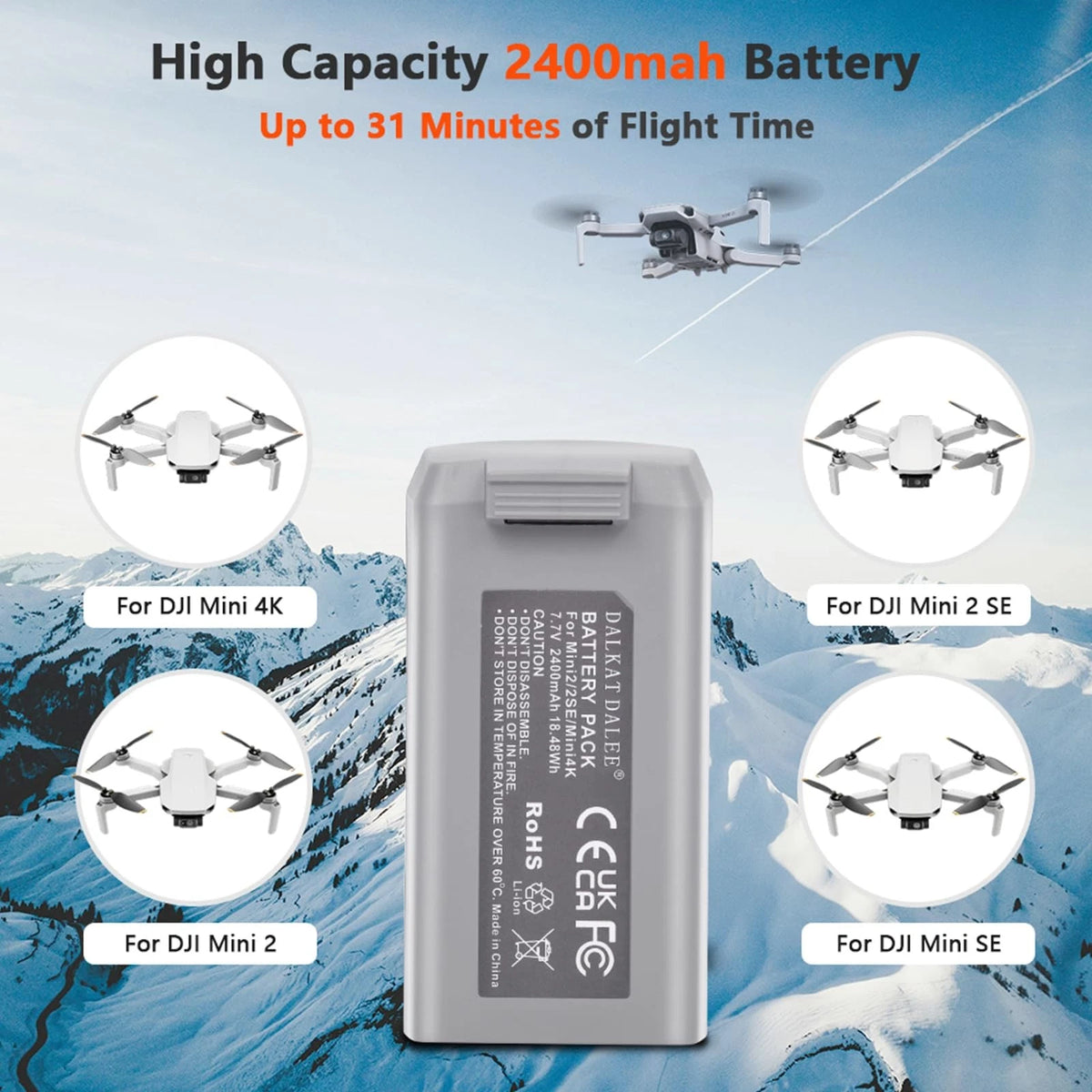 Dalkat Dalee Intelligent Flight Battery Compatible with DJI Mini 4K, Mini...