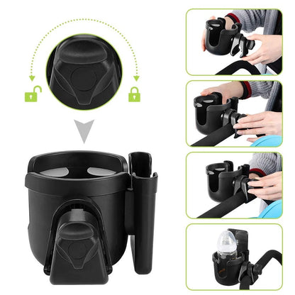 Accmor Stroller Cup Holder with Phone Holder, 1 Count (Pack of 1), All Black