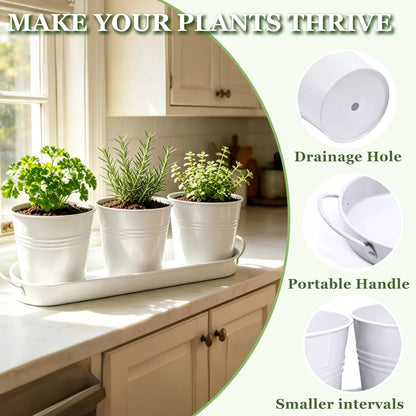 TCBWFY Indoor Herb Garden Planter Set - 3 Pack 4.7" White 4.7 inches,