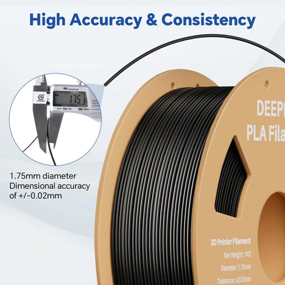 DEEPLEE PLA 1.75mm 3D Printer Filament, Dimensional Accuracy +/- PLA, 1*black