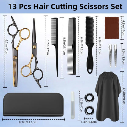 13 PCS Hair Cutting Scissors Shears Kits，Professional Haircut Kit...
