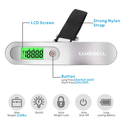 Digital Luggage Scale Vacation Travel Essentials Accessories One_Size, Silver