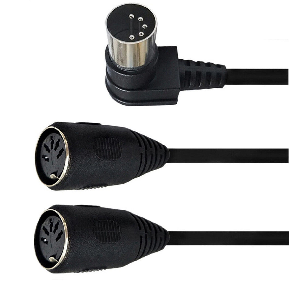 5 PIN MIDI DIN Male Right Angle Plug to 2 Female Socket Y Splitter Adapter Cable